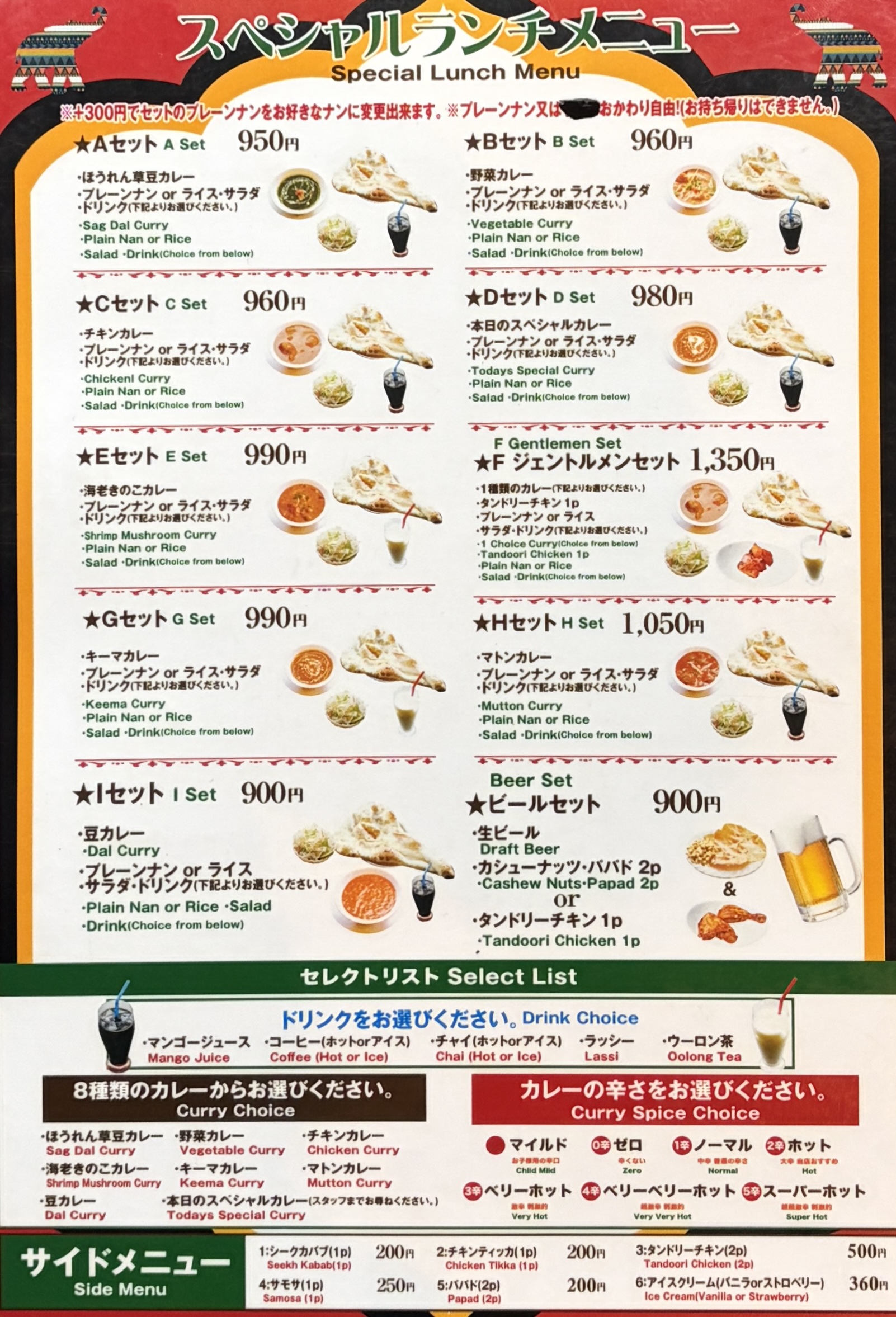 メニュー表 P.1